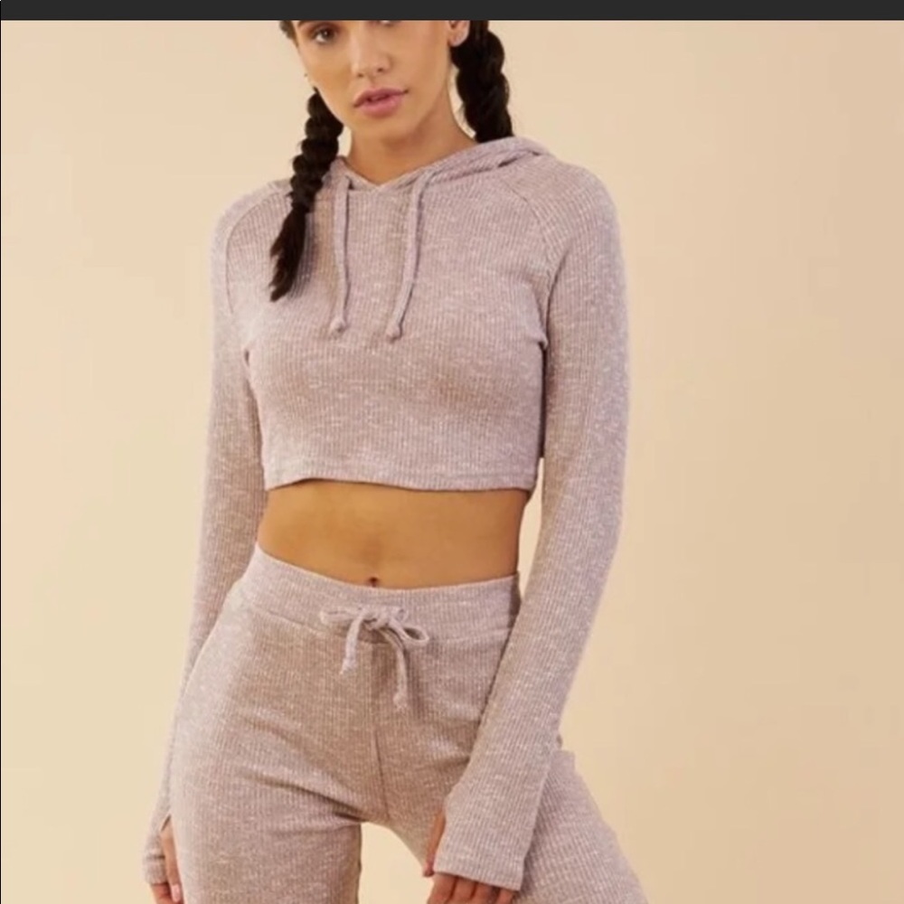 Slouch crop top hoodie
